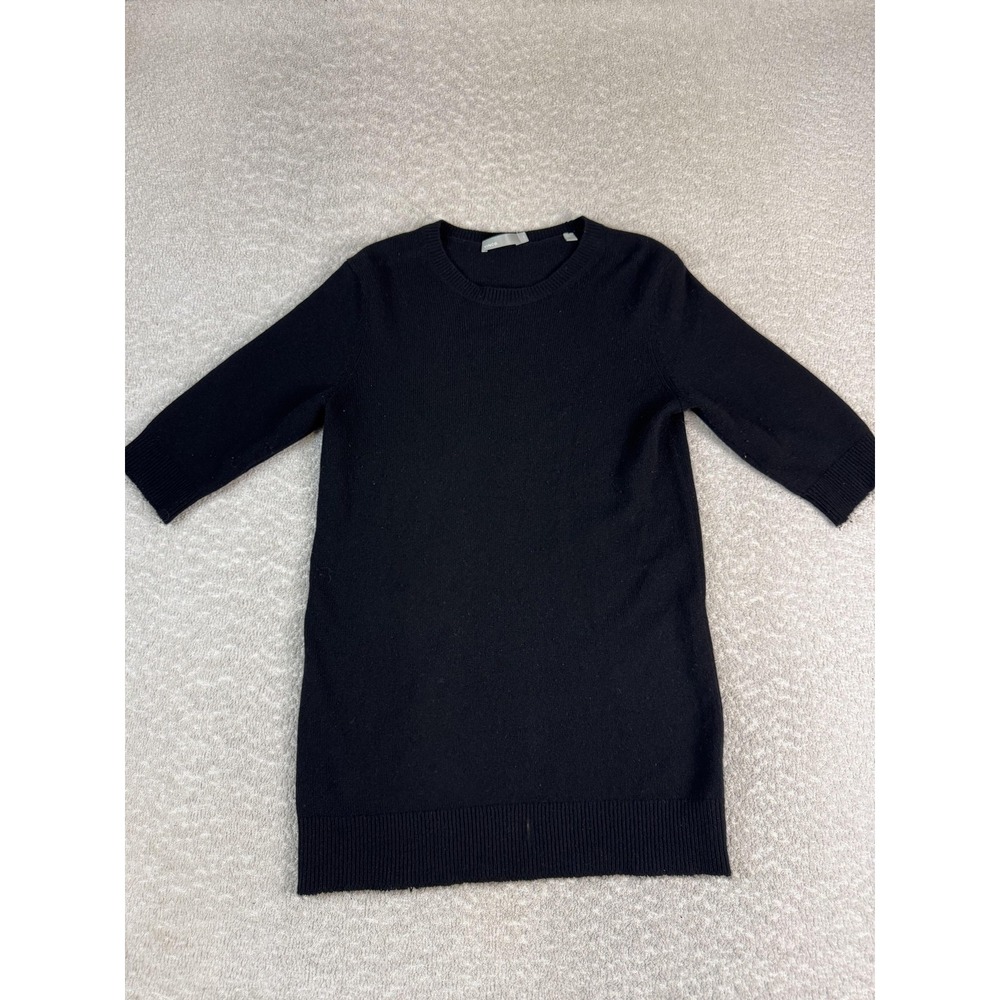 Vince Sweater Womens Extra Small Black 100% Cashmere Elbow Sleeve Tunic Crewneck